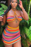 Fashion Print Trend Two Piece Set Women Sleeveless Sexy Camisole++Mini Skirts Female Party Vacation Matching