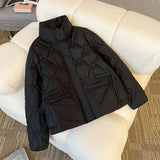 2024 Winter New Style Standing Collar Short Down Cotton Korean Version Loose Large Size Cotton-Padded Coat Women's Cotton Clothes Warm Cotton-Padded Jacket-Outfit
