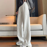 Black Tall Add Velvet Narrow Version Straight Banana Pants Female Autumn Winter New High Waist Hanging Feeling Wide Leg Sports Casual Pants-Outfit