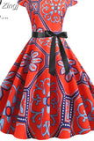 Women Short Sleeve Print Vintage Halloween Party Midi 50s 60s Casual Elegant Summer Floral Dresses Robe Femme