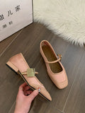 Temperament Square Head Mary Jane Single Shoes Women's Shoes 2025 New Summer Retro With Skirt Pink Spring And Autumn Evening