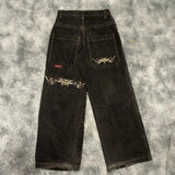 Baggy Jeans For Men Retro Embroidery Hip-Hop Goth Street Clothing 211-0-Outfit