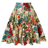Floral Print 60s 50s Retro Vintage Skirt Rockabilly High Waist Big Swing Pinup Skater Harajuku A Line Midi Women's