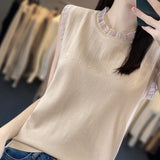 Photograph Vest Condole Belt Female Summer Loose Suit Inside Build Ice Silk Sleeveless Bottom White T Shirt Female Outside Wear Fashionable