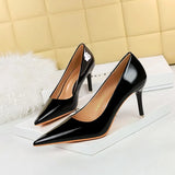 Zingj Fashion Simple Fine Heel High Heel Bright Face Patent Leather Shallow Mouth Pointed Women's Shoes High Heels Single