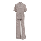 Zingj Women's Summer New Print Suit Short-Sleeved Shirt With High-Waisted Trousers Casual Two Sets For Women-Outfit