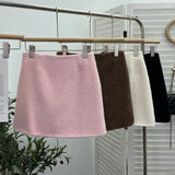 Real Shooting Pink Hair This Dress Girl Autumn And Winter High Waist A-Buffed Short Skirt Anti-Light One-Step Skirt
