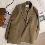 Color Woolen Women's Suit Jacket 2023 Autumn and Winter New Korean Style Loose Thickened Elegant Small Suit Woolen