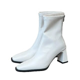 Zingj Female Fairy 2024 New Soft Leather Thick Heel Zipper Low Tube Chimney Boots Web Celebrity Fashion Chelsea Ankle
