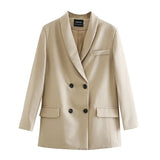 Womens blazer two piece suit set double breasted jacket blazer 2021 spring ladies formal
