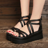 Summer New Wedge Platform Sandals Cross Strap Roman Sandals Women's Shoes