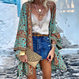 068 Spot Fashion Women's Wear Summer 2025 Thin Loose Bohemian Long Sleeve Print Medium Long