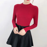 Autumn Winter Women Pullovers Sweater Knitted Korean Elasticity Casual Jumper Fashion Slim Turtleneck Warm Female