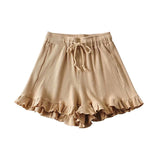 Zingj Summer New Women's Lace Waffle Shorts Elastic Waist Lace Sports Pants Leisure Hot