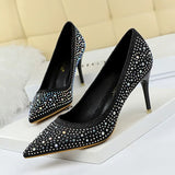 Zingj Korean Version Fashion Wedding Shoes High Heels High Heels Shallow Pointed Sexy Banquet Waterdiamond Single