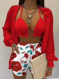 Sleeve Shirt &amp; Pocket Design Shorts Sets With Frill Hem Crop Top Set Women's Shorts and Top Sexy Outfits for Woman