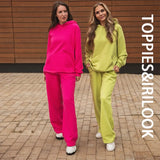 2021 Autumn Oversized Sweatshirts and Pants Women Tracksuits Hooded Sweatshirts Elastic High Waist Pants Plus