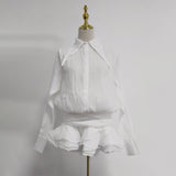 Spring 2025 New Fashion Temperament Collar Single Row Buckle Lotus Leaf Side Design Short Women's