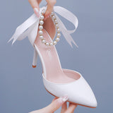 Cm Red Fine Heel Finger Beads Tied With Sandals Bride Wedding Dress Dress Long Dress Shoes Large Wedding