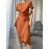 2021 Women Summer Bodycon Dresses Female High Waist Elegant Fashion Slit Knee-Length