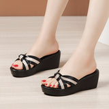 Middle Heel Sandals Slippers Women Summer 2023 New Muffin Thick-Soled Fish Mouth Fashion To Wear One-Word