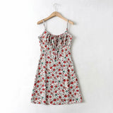 Strap Sleeveless Print Boho Summer Dress Long Women Green Floral Yellow Dresses Sundress Vintage French Style