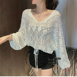 Zingj 2024 New Back Chain Jacket With Sunscreen Thin Top Hook Flower Hollow-Out Knit Sweater-Outfit