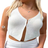 Zingj Round Collar Sexy Vest Women's Summer New Style Sleeveless Hot Girls Knit Top Cardigan-Outfit