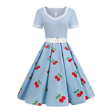 Pink Summer Women Casual Dresses With Belt 1950s Style Retro Sundress Robe De Cocktail Party Pinup Rockabilly