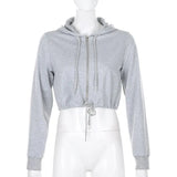 Korean Fashion Streetwear Outfits Cropped Sweatshirts 2020 Autumn Long Sleeve Solid Casual Zipper Up Women's