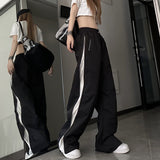 Side Zip Up Contrasting Straight Leg SweatpantsOutfit