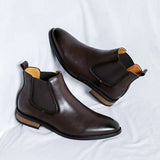 Zingj British Chelsea Men's High Help Simple Advanced Sense Casual Business Dress Pointed Leather Boots
