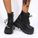 Base Large-Size Short-Coel With Martin Boots Girl Slope And Patent Leather High And Thin Leather Boots