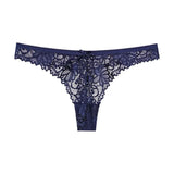 Amazing Women Lingerie Lace Embroidery Underwear Femal Sexy T-back Thong Sheer Panties Hollow out Transparent