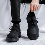 Derby Shoes Men's Black Big Head Lovers Casual Leather Shoes Men's Thick Sole Versatile Shoes