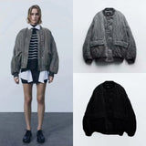 / Winter 2025 New Women's Washed Cotton Jacket Loose Pocket Pilot