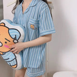 Sets Women Comfortable Fashion Plaid Sweet Cute Casual Lounge Homewear Korean Fashion Summer Girls Clothing Simple