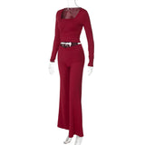 Solid Wrap Top With Tube Top And Pants Three Piece Set-Outfit