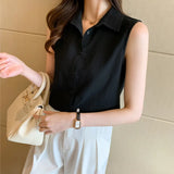 Style Summer Solid Color Basic Vest Vest Women Wear A Shirt Sleeveless Chiffon Bottom Inside The