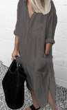 Shirt Dress Spring Summer Lapel Button Long Sleeve Side Split Dresses Elegant Solid Work Office Vestidos Female Tunic