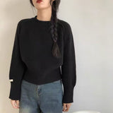 Zingj Color Sweater Women's 2024 New Autumn Winter With Thick High Waist Short Fashion High Texture Knitting Women-Outfit