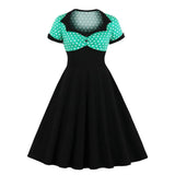 Casual 50s Vintage Women Dress 4XL Ladies Yellow Black Polka Dot Print Robe Rockabilly Swing Party