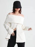 Zingj Collar Off-The-Shoulder Small Suit 2024 Spring And Autumn New Fashion Design Sense Long Sleeve Texture Coat