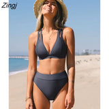 Back Bralette and Cheeky High Waist Bikini Set For Women V-neck Two Pieces Swimsuit 2023 Beach Swimwear Bathing