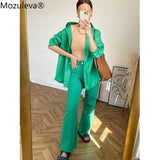 2022 Summer Korean Chic Spring Temperament Light Green Cotton Shirt Women Loose Casual Blouse Turn-down Collar