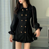 Arrival Long Sleeve Shirt dress Korean Short Skater Collar Sexy Black Dress Women Dresses Female Vintage Tunic Party