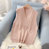 new sweater vest women spring and autumn new loose Korean version of the short woolen vest V-neck sleeveless