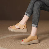 New Roman Sandals 2025 Retro Platform Increased And Light Open Toe Side Empty Velcro Fashion Casual
