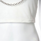 Stylish Fashion Women T-shirts Clubwear Y2K Streetwear 2023 Sexy Print Chain Patchwork Short Sleeve Bodycon