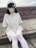 Kawaii Cartoon Print Women T-shirt Loose Casual All Match Tee Shirts Femme Summer Grunge Japanese Tshirts Y2k